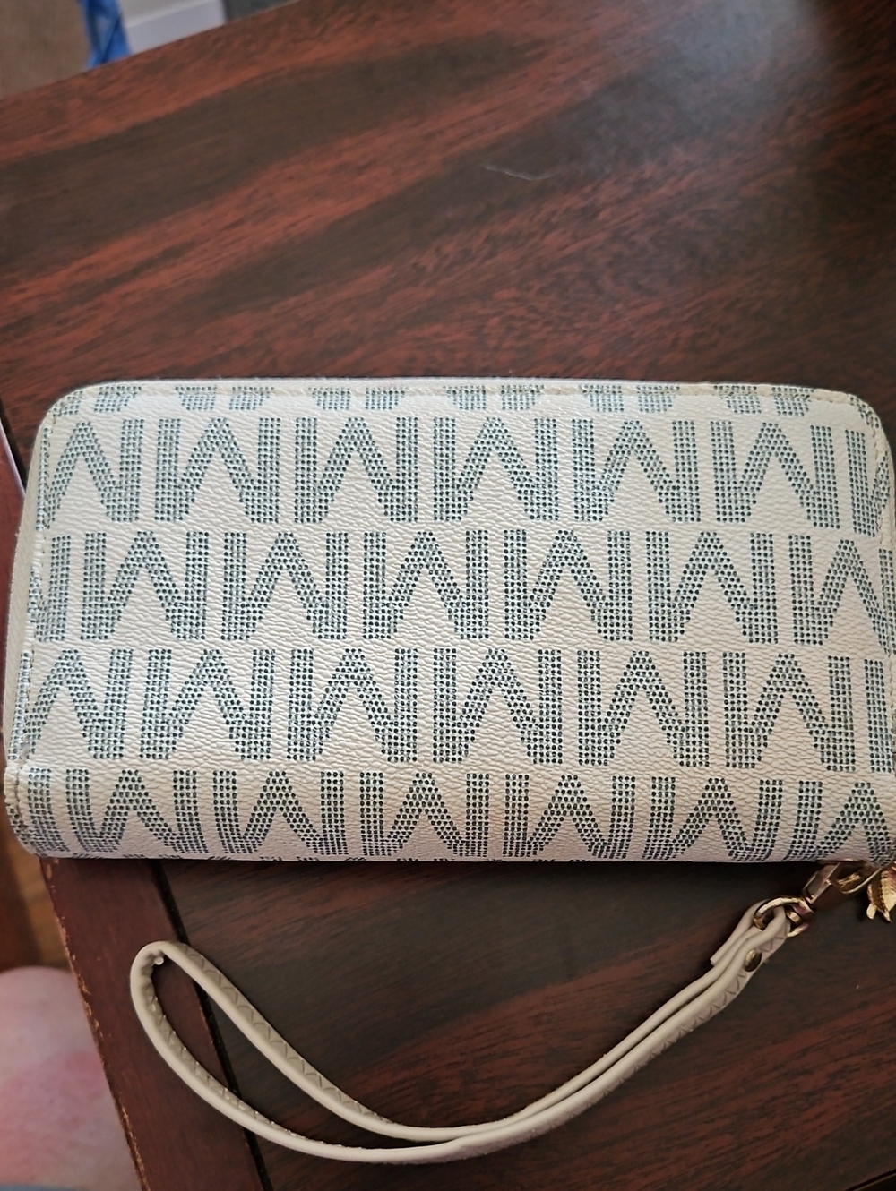 Michael Kors Cream and Black Signature Wristlet Clutch